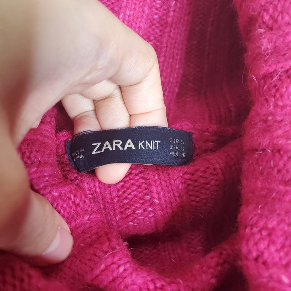 Zara Pink Oversized Ribbed Faux Fur Turtleneck Alpaca Knit Sweater - Picture 10 of 11